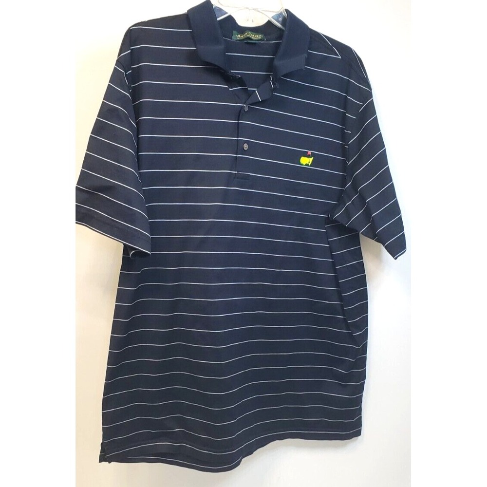 Amen Corner Mens The Masters Golf Polo Shirt Pima Cotton Black‎ White Striped XL